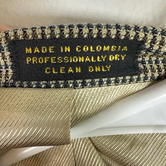 Oscar de la Renta Houndstooth Blazer Suit Coat in Tan and Blue Vintage size 44 - Picture 5 of 9